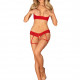 Комплект Obsessive Ingridia 2-pcs crotchless set M/L, червоний, з доступом, відкриті груди Комплект Obsessive Ingridia 2-pcs crotchless set M/L, червоний, з доступом, відкриті груди