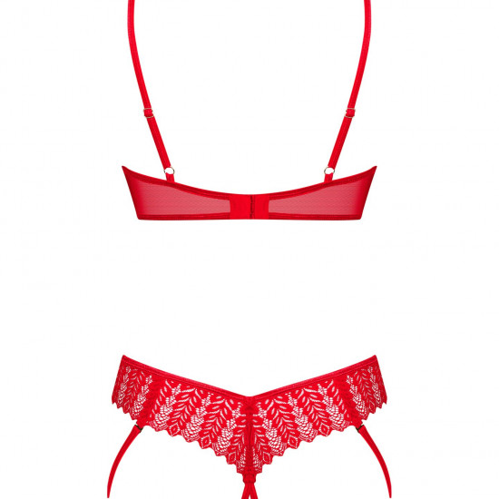 Комплект Obsessive Ingridia 2-pcs crotchless set XL/2XL, червоний, з доступом, відкриті груди Комплект Obsessive Ingridia 2-pcs crotchless set XL/2XL, червоний, з доступом, відкриті груди