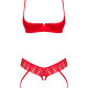 Комплект Obsessive Ingridia 2-pcs crotchless set XL/2XL, червоний, з доступом, відкриті груди Комплект Obsessive Ingridia 2-pcs crotchless set XL/2XL, червоний, з доступом, відкриті груди
