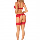 Комплект Obsessive Ingridia 3-pcs set XL/2XL, червоний, бюстгальтер, стрінги, пояс Комплект Obsessive Ingridia 3-pcs set XL/2XL, червоний, бюстгальтер, стрінги, пояс