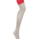 Панчохи Obsessive Ingridia stockings M/L, бежеві з червоною резинкою Панчохи Obsessive Ingridia stockings M/L, бежеві з червоною резинкою