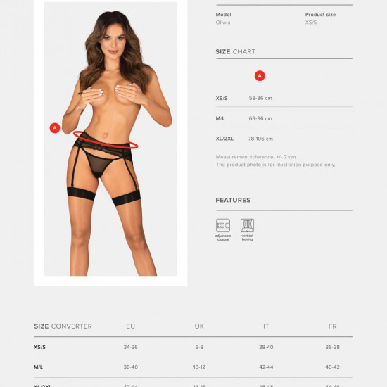 Пояс для панчіх Obsessive Medilla garter belt XL/2XL Пояс для панчіх Obsessive Medilla garter belt XL/2XL