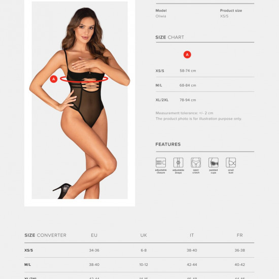 Боді Obsessive Roxelia crotchless teddy XL/2XL Боді Obsessive Roxelia crotchless teddy XL/2XL
