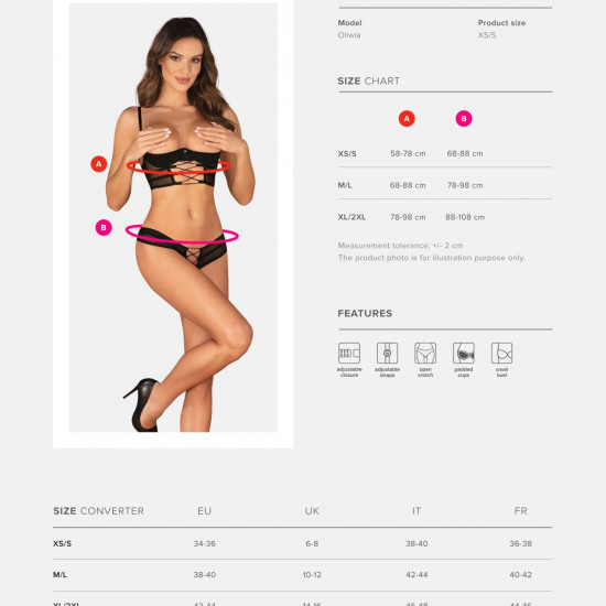 Комплект Obsessive Roxelia 2-pcs crotchless set XS/S Комплект Obsessive Roxelia 2-pcs crotchless set XS/S