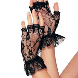 Короткі рукавички-гловелети Leg Avenue Wrist length fingerless gloves, One Size, чорні, сітка