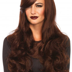 Хвиляста перука з косим чубчиком Leg Avenue Long Wavy Wig 68 см, коричнева