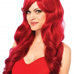 Хвиляста перука з косим чубчиком Leg Avenue Long Wavy Wig 68 см, червона