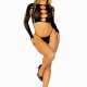 Комплект безшовної білизни Leg Avenue Long sleeve crop top & string Black, One Size, топ, стрінги Комплект безшовної білизни Leg Avenue Long sleeve crop top & string Black, One Size, топ, стрінги