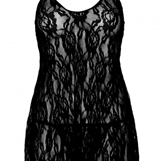 Сорочка бебі-дол Leg Avenue Rose Lace Flair Chemise Black, One Size Сорочка бебі-дол Leg Avenue Rose Lace Flair Chemise Black, One Size
