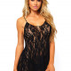Сорочка бебі-дол Leg Avenue Rose Lace Flair Chemise Black, One Size Сорочка бебі-дол Leg Avenue Rose Lace Flair Chemise Black, One Size