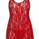 Сорочка бебі-дол Leg Avenue Rose Lace Flair Chemise Red, One Size Сорочка бебі-дол Leg Avenue Rose Lace Flair Chemise Red, One Size