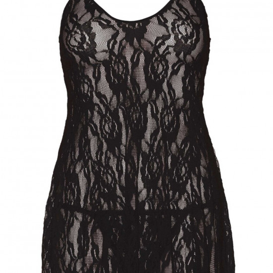 Сорочка бебі-дол Leg Avenue Rose Lace Flair Chemise Black, Queen Size Сорочка бебі-дол Leg Avenue Rose Lace Flair Chemise Black, Queen Size