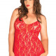 Сорочка бебі-дол Leg Avenue Rose Lace Flair Chemise Red, Queen Size Сорочка бебі-дол Leg Avenue Rose Lace Flair Chemise Red, Queen Size