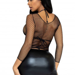 Сітчастий топ Leg Avenue Long Sleeves T-Shiets Black, One Size