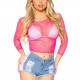 Сітчастий топ Leg Avenue Long Sleeves T-Shirts Neon Pink, One Size Сітчастий топ Leg Avenue Long Sleeves T-Shirts Neon Pink, One Size