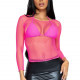 Сітчастий топ Leg Avenue Long Sleeves T-Shirts Neon Pink, One Size Сітчастий топ Leg Avenue Long Sleeves T-Shirts Neon Pink, One Size