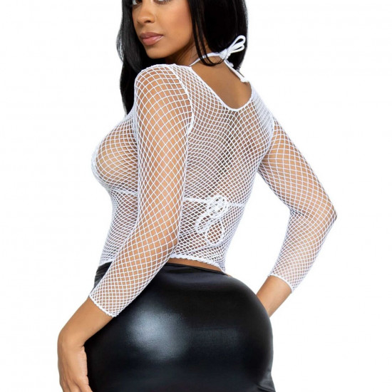 Сітчастий топ Leg Avenue Long Sleeves T-Shirts White, One Size Сітчастий топ Leg Avenue Long Sleeves T-Shirts White, One Size