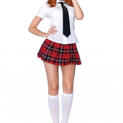 Еротичний костюм школярки Leg Avenue Private School Sweetie L, сорочка, спідниця, краватка, оправа