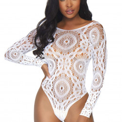 Еротичне боді-бодістокінг Leg Avenue Snap crotch thong back teddy White M/L