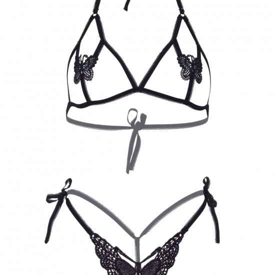 Еротичний комплект з відкритою чашкою Leg Avenue Open cup bra and pearl panty One Size Black Еротичний комплект з відкритою чашкою Leg Avenue Open cup bra and pearl panty One Size Black