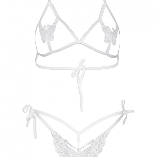 Еротичний комплект з відкритою чашкою Leg Avenue Open cup bra and pearl panty One Size White Еротичний комплект з відкритою чашкою Leg Avenue Open cup bra and pearl panty One Size White