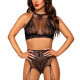 Еротичний комплект Leg Avenue Crop top and garter panty Black, топ, трусики з доступом, панчохи Еротичний комплект Leg Avenue Crop top and garter panty Black, топ, трусики з доступом, панчохи