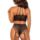 Еротичний комплект Leg Avenue Crop top and garter panty Black, топ, трусики з доступом, панчохи Еротичний комплект Leg Avenue Crop top and garter panty Black, топ, трусики з доступом, панчохи