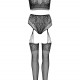 Еротичний комплект Leg Avenue Crop top and garter panty Black, топ, трусики з доступом, панчохи Еротичний комплект Leg Avenue Crop top and garter panty Black, топ, трусики з доступом, панчохи