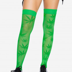 Панчохи з малюнком Leg Avenue 420 Net thigh highs Green