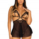 Сорочка бебі-дол з відкритими чашками Leg Avenue Lace and mesh babydoll & panty Black S, стрінги Сорочка бебі-дол з відкритими чашками Leg Avenue Lace and mesh babydoll & panty Black S, стрінги