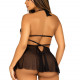 Сорочка бебі-дол з відкритими чашками Leg Avenue Lace and mesh babydoll & panty Black S, стрінги Сорочка бебі-дол з відкритими чашками Leg Avenue Lace and mesh babydoll & panty Black S, стрінги