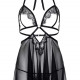 Сорочка бебі-дол з відкритими чашками Leg Avenue Lace and mesh babydoll & panty Black M, стрінги Сорочка бебі-дол з відкритими чашками Leg Avenue Lace and mesh babydoll & panty Black M, стрінги