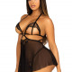 Сорочка бебі-дол з відкритими чашками Leg Avenue Lace and mesh babydoll & panty Black M, стрінги Сорочка бебі-дол з відкритими чашками Leg Avenue Lace and mesh babydoll & panty Black M, стрінги