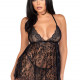 Сорочка бебі-дол Leg Avenue Floral lace babydoll & string Black M, стрінги Сорочка бебі-дол Leg Avenue Floral lace babydoll & string Black M, стрінги