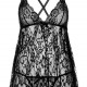 Сорочка бебі-дол Leg Avenue Floral lace babydoll & string Black L, стрінги Сорочка бебі-дол Leg Avenue Floral lace babydoll & string Black L, стрінги