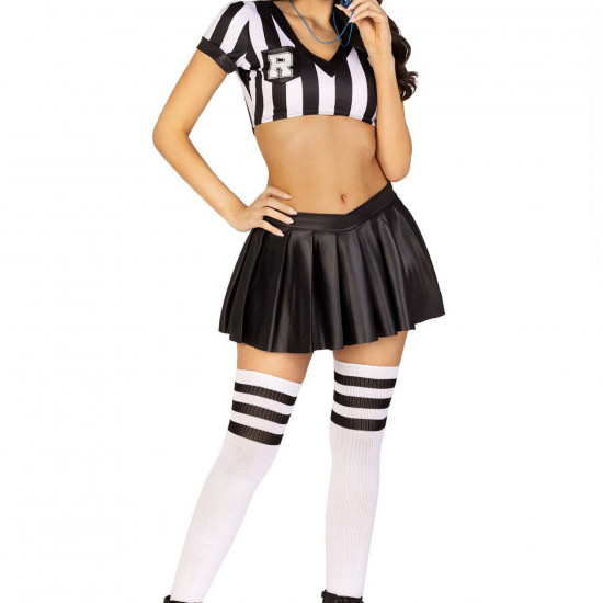 Костюм рефері Leg Avenue Time Out Referee XS, кроп-топ спідниця, свисток Костюм рефері Leg Avenue Time Out Referee XS, кроп-топ спідниця, свисток