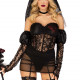 Еротичний костюм чорної нареченої Leg Avenue Heartbreak Bride XS, боді, рукави, вуаль, чокер Еротичний костюм чорної нареченої Leg Avenue Heartbreak Bride XS, боді, рукави, вуаль, чокер