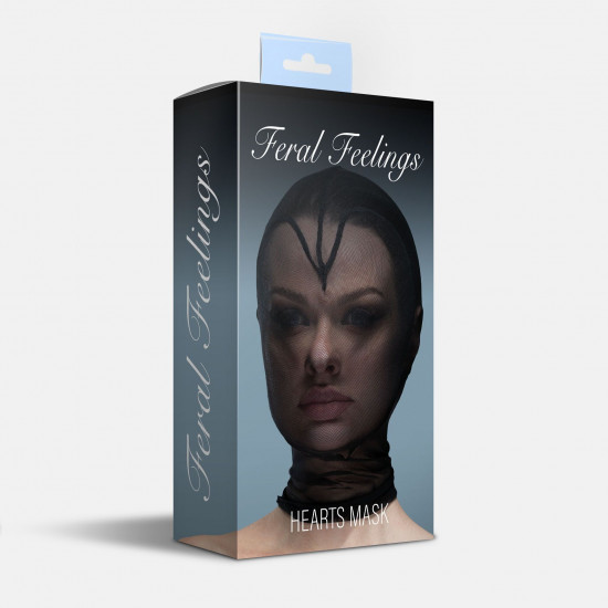Маска серце сітка із повністю закритим обличчям Feral Feelings - Hearts Mask Black/Black Маска серце сітка із повністю закритим обличчям Feral Feelings - Hearts Mask Black/Black