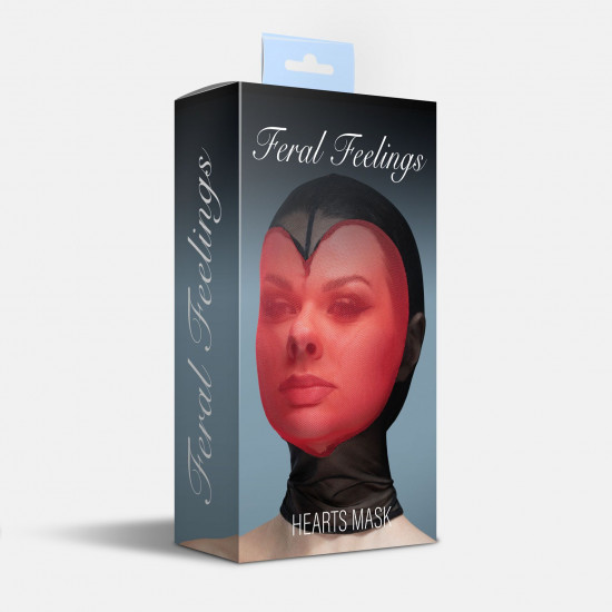 Маска серце сітка із повністю закритим обличчям Feral Feelings - Hearts Mask Black/Red Маска серце сітка із повністю закритим обличчям Feral Feelings - Hearts Mask Black/Red