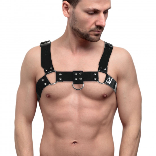 Чоловіча портупея на груди Feral Feelings - Bulldog Harness Black Чоловіча портупея на груди Feral Feelings - Bulldog Harness Black
