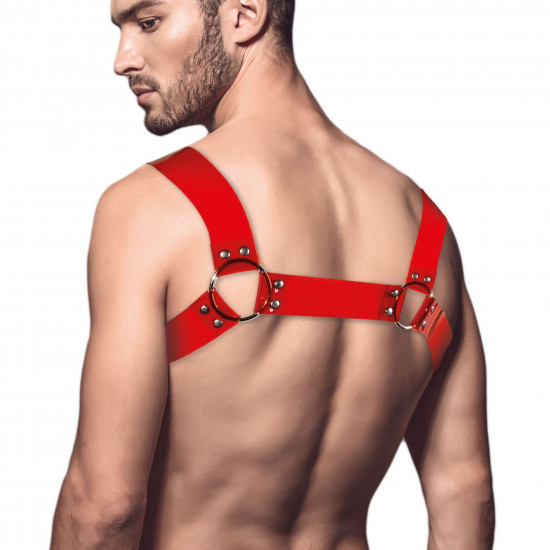 Чоловіча портупея на груди Feral Feelings - Bulldog Harness Red Trasparent Чоловіча портупея на груди Feral Feelings - Bulldog Harness Red Trasparent