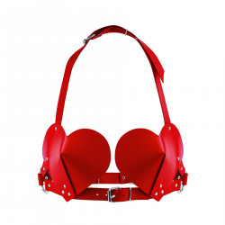 Ліф Серце з натуральної шкіри Feral Feelings - Hearts Bra Red