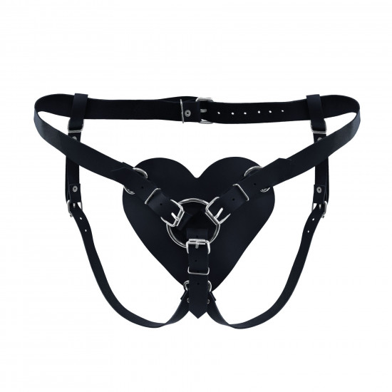 Трусики Серце для страпону з натуральної шкіри Feral Feelings - Hearts Strap-on Belt Black Трусики Серце для страпону з натуральної шкіри Feral Feelings - Hearts Strap-on Belt Black