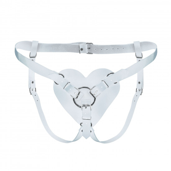 Трусики Серце для страпону з натуральної шкіри Feral Feelings - Hearts Strap-on Belt White Трусики Серце для страпону з натуральної шкіри Feral Feelings - Hearts Strap-on Belt White