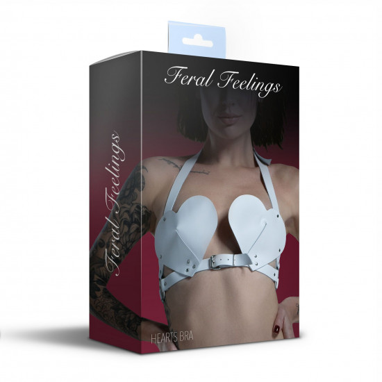 Ліф Серце з натуральної шкіри Feral Feelings - Hearts Bra White Ліф Серце з натуральної шкіри Feral Feelings - Hearts Bra White