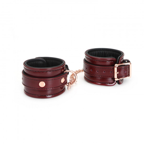 Шкіряні наручники Liebe Seele Wine Red Wrist Cuffs, знімний ланцюжок-кріплення Шкіряні наручники Liebe Seele Wine Red Wrist Cuffs, знімний ланцюжок-кріплення