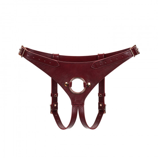Шкіряні трусики для страпона Liebe Seele Wine Red Strap on Harness, універсальний розмір Шкіряні трусики для страпона Liebe Seele Wine Red Strap on Harness, універсальний розмір