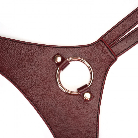 Шкіряні трусики для страпона Liebe Seele Wine Red Strap on Harness, універсальний розмір Шкіряні трусики для страпона Liebe Seele Wine Red Strap on Harness, універсальний розмір