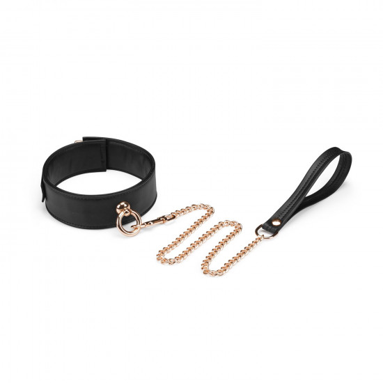 Нашийник з повідцем Liebe Seele Black Organosilicon Collar with Leash, екошкіра Нашийник з повідцем Liebe Seele Black Organosilicon Collar with Leash, екошкіра
