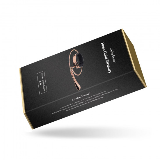 Широкий нашийник з повідцем Liebe Seele Rose Gold Memory Collar with Leash, натуральна шкіра Широкий нашийник з повідцем Liebe Seele Rose Gold Memory Collar with Leash, натуральна шкіра